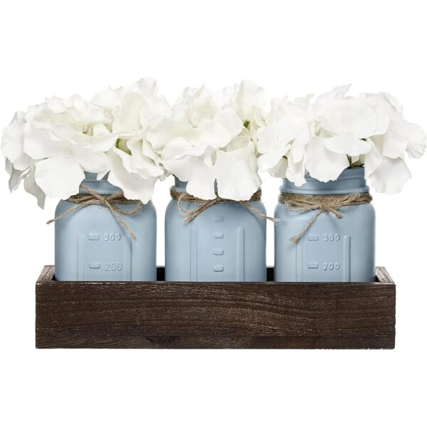 Mkono Mason Jar Bandeja decorativa de madera con 3 tarros_1