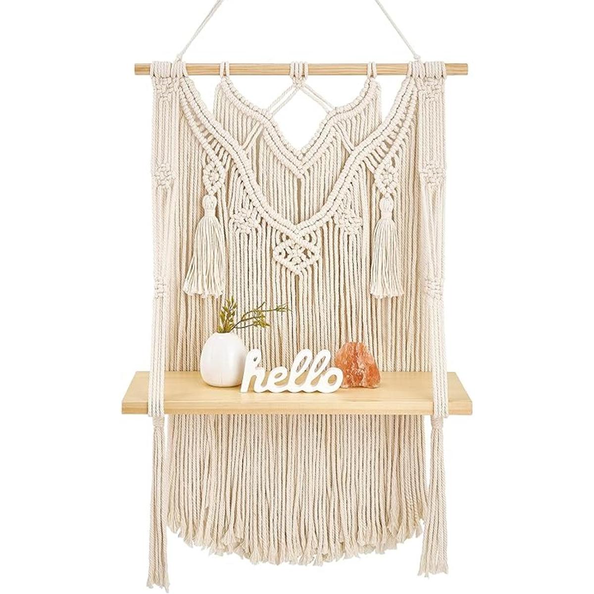 Mkono Estante colgante de pared de macramé decoración
