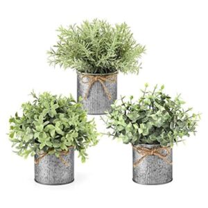 Mkono Mini plantas falsas en macetas de metal galvanizado_1