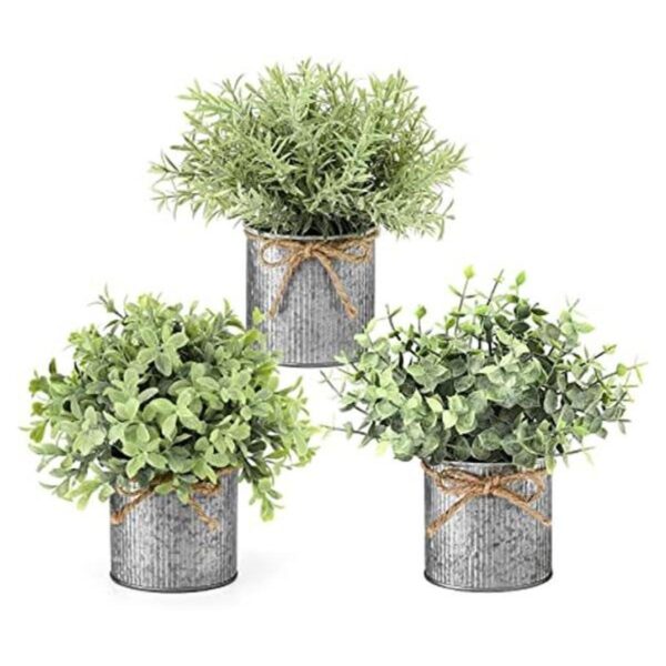 Mkono Mini plantas falsas en macetas de metal galvanizado_1