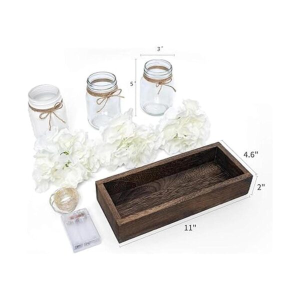 Mkono Centro de mesa de mesa floral iluminado con 3 tarros_6