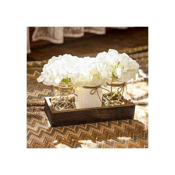 Mkono Centro de mesa de mesa floral iluminado con 3 tarros_5