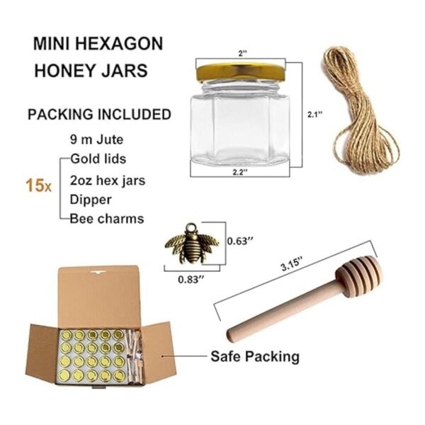 Mini tarros hexagonales de miel de 2 onzas paquete de 15