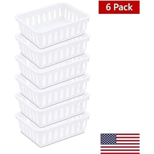 Mini cestas de plástico organizar cajón blanco_2