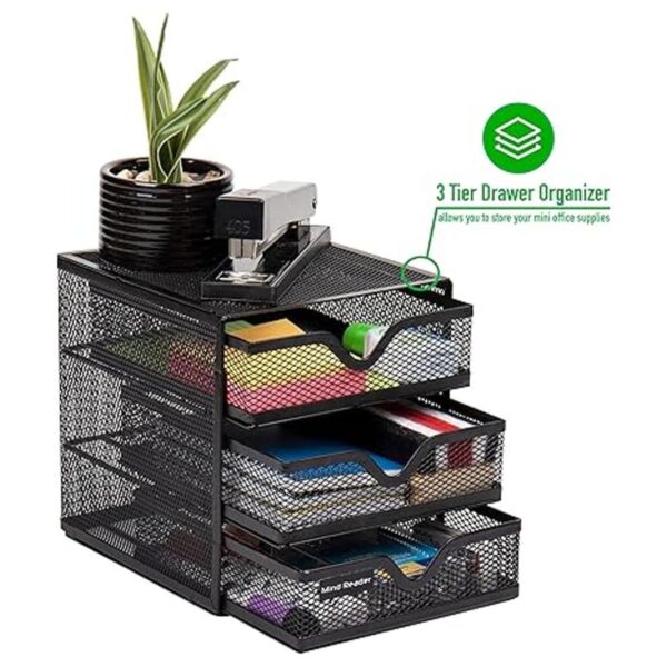 Mind Reader Organizador de cajones de 3 niveles color negro_6