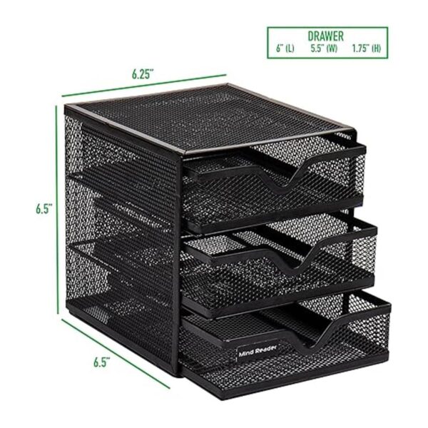 Mind Reader Organizador de cajones de 3 niveles color negro_3