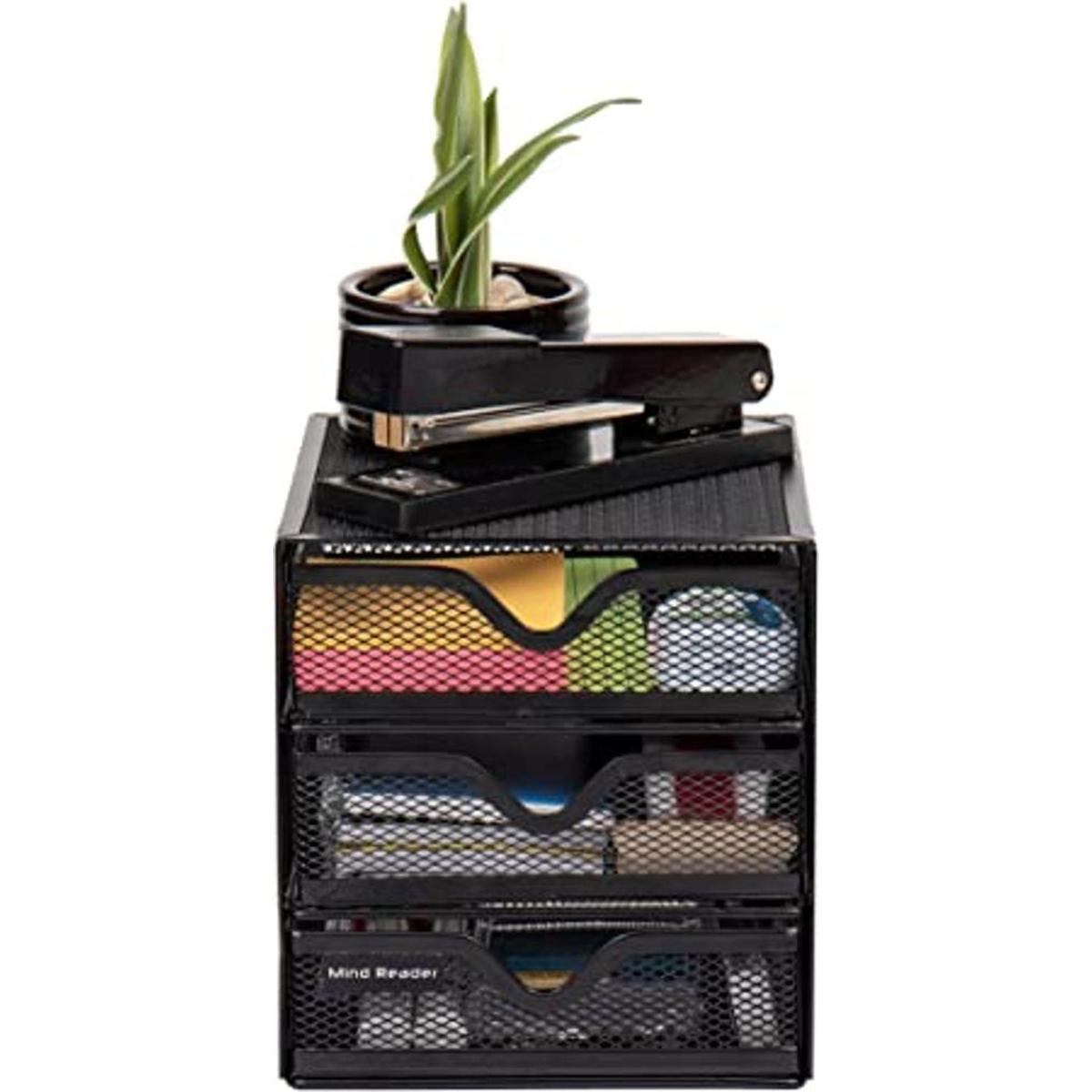 Mind Reader Organizador de cajones de 3 niveles color negro
