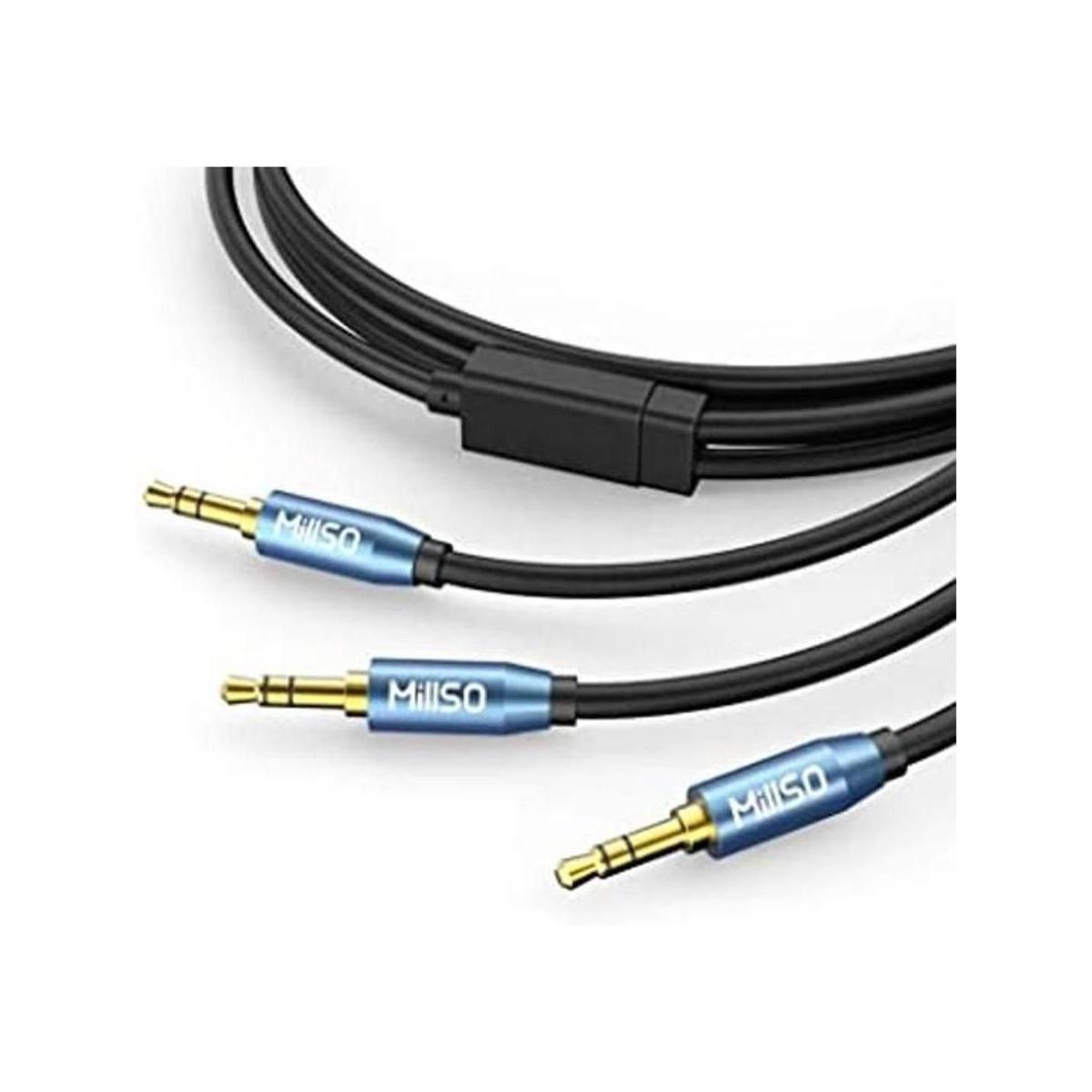 MillSO Divisor de audio de 0.138 in macho a 2 machos de