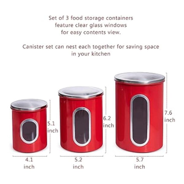 MiXPRESSO Juego de 3 botes rojos para la cocina tarros de