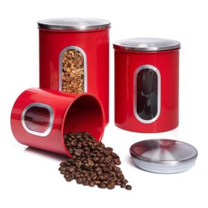 MiXPRESSO Juego de 3 botes rojos para la cocina tarros de