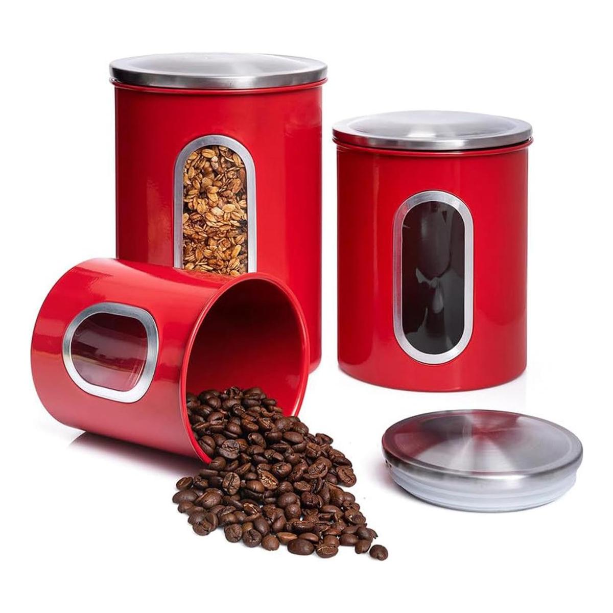 MiXPRESSO Juego de 3 botes rojos para la cocina tarros de