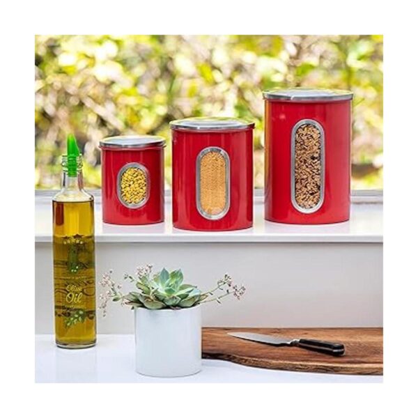 MiXPRESSO Juego de 3 botes rojos para la cocina tarros de