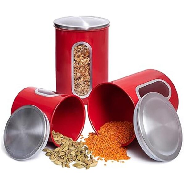 MiXPRESSO Juego de 3 botes rojos para la cocina tarros de