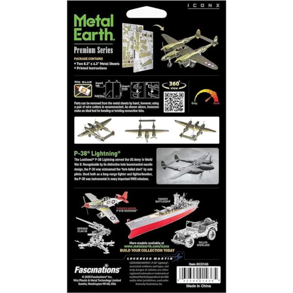 Metal Earth Premium Series P38 Lightning 3D Kit de modelos