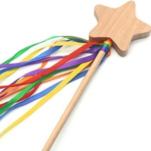 Meroco Varita mágica de madera con estrellas decoradas_1