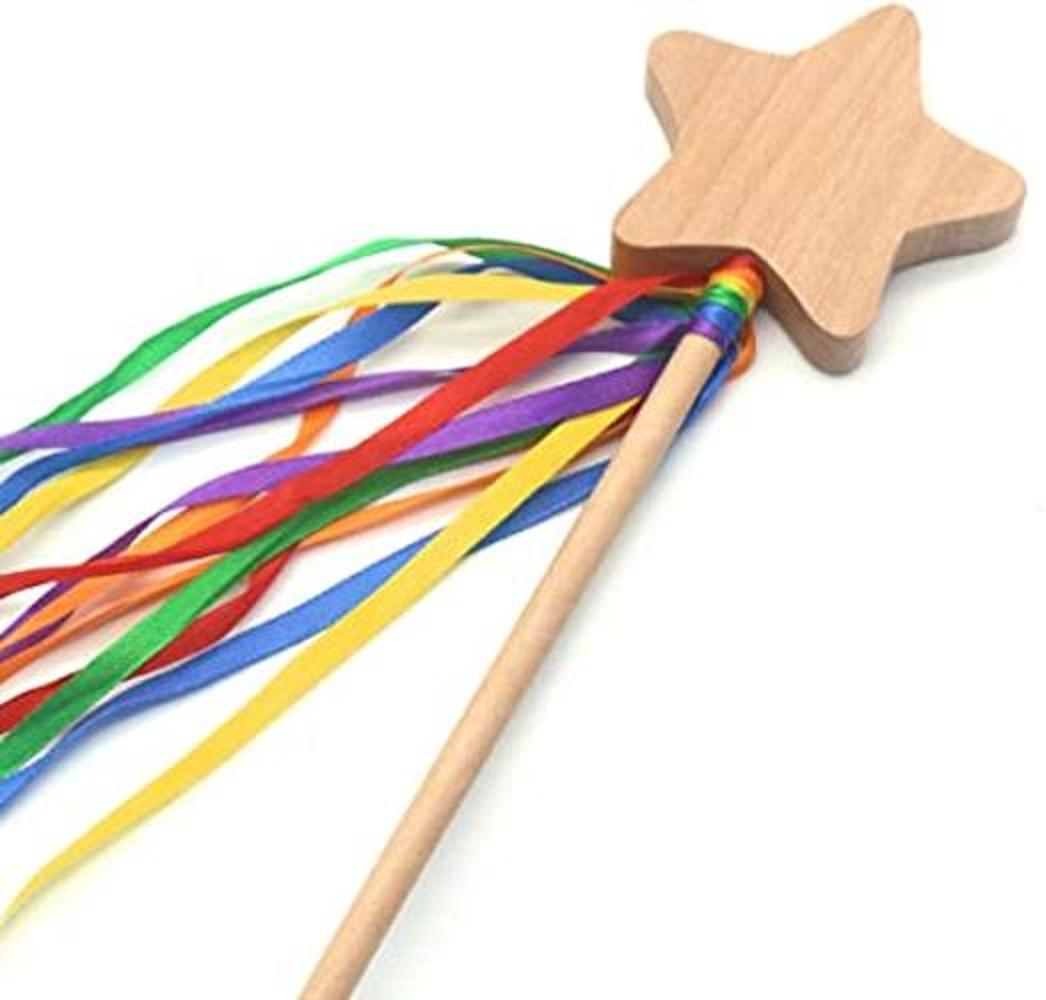 Meroco Varita mágica de madera con estrellas decoradas