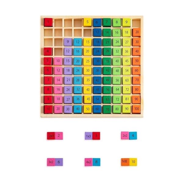 MerryHeart Tablero de multiplicación de madera arco iris_4