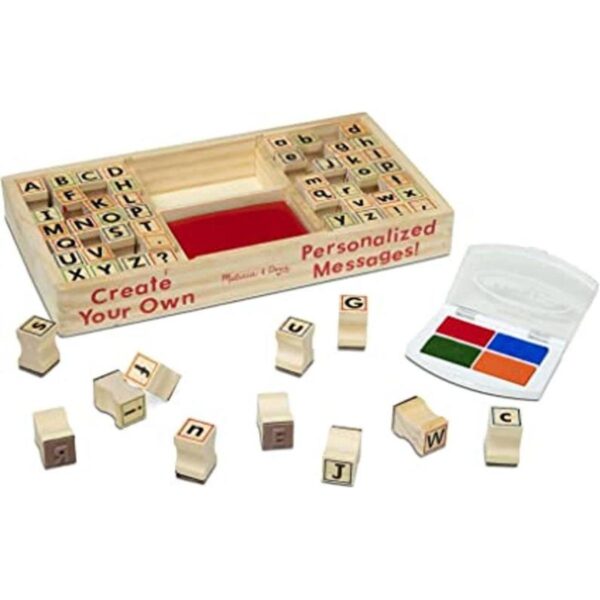 Melissa Doug Juego de sellos de madera del alfabeto 56_1