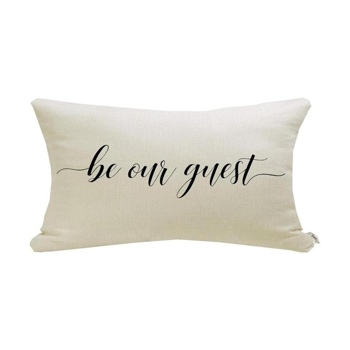 Meekio Fundas de almohada de granja con cita Be Our Guest