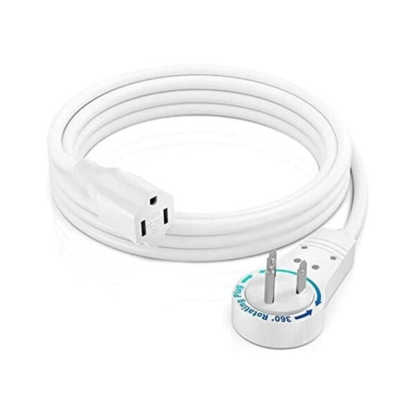 Maximm Cable de extensión de 6 pies enchufe plano blanco_1