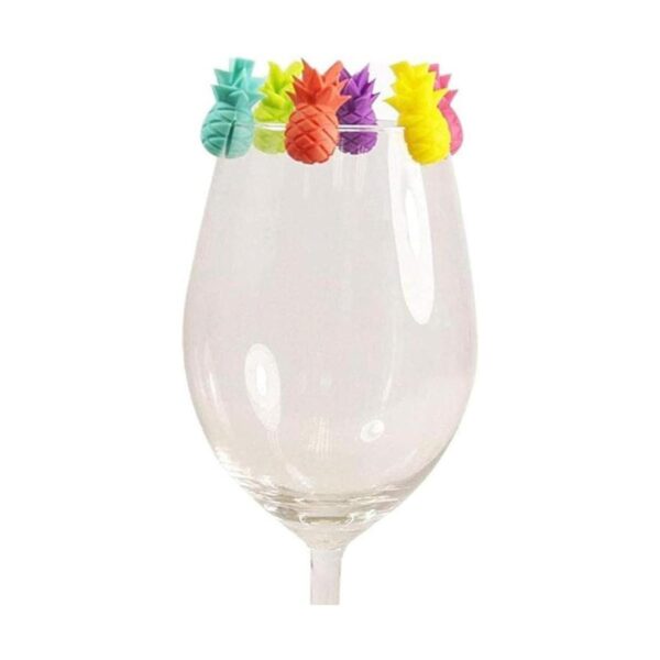 Marcadores de vidrio modelo piña 6pcs set silicona bebida_1