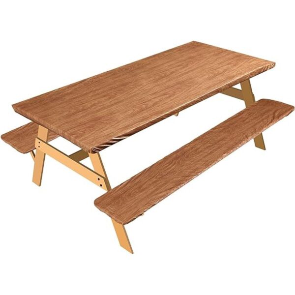 Mantel ajustable de vinilo de 3 piezas para mesa y banco