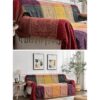 Manta bohemia con borlas de jacquard de felpilla para