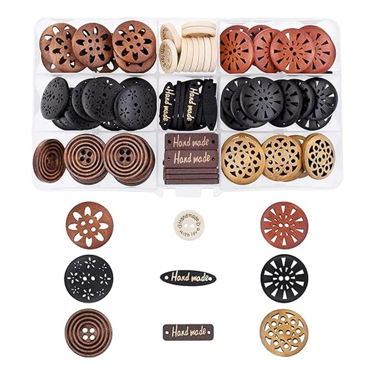 Mandala Crafts Botones grandes de madera para