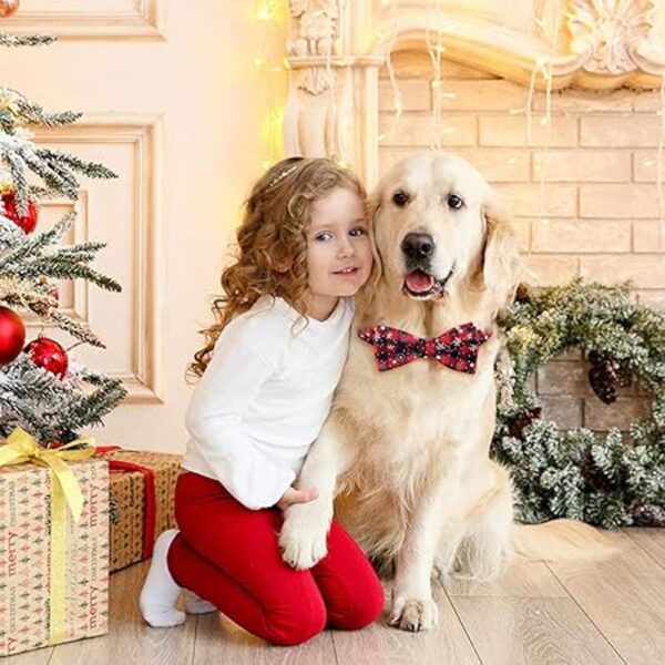 Malier Collar de perro de Navidad y pajarita con patrón