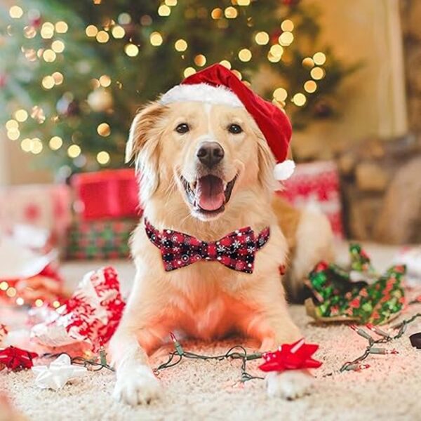 Malier Collar de perro de Navidad y pajarita con patrón