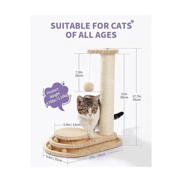 Made4Pets Tocadiscos de madera para gatos con poste