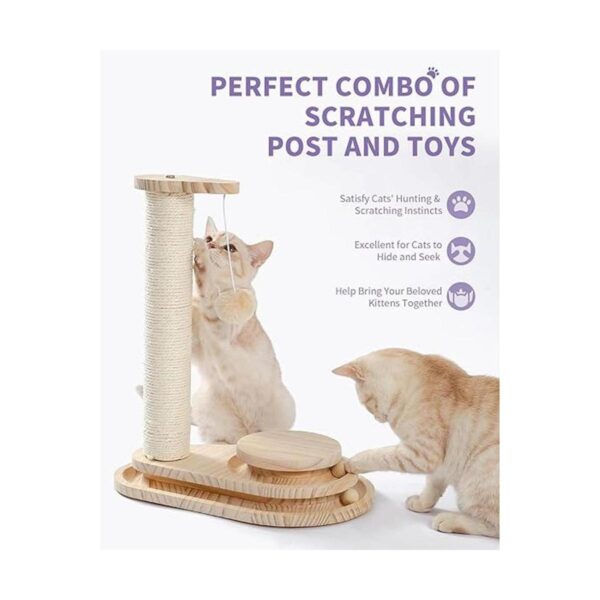 Made4Pets Tocadiscos de madera para gatos con poste