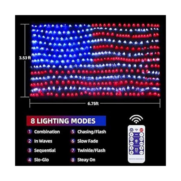 MZD8391 Luces solares de bandera estadounidense Enchufe y