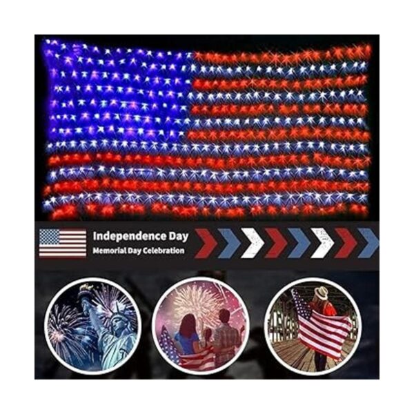 MZD8391 Luces solares de bandera estadounidense Enchufe y