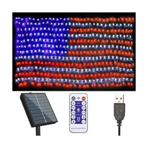 MZD8391 Luces solares de bandera estadounidense Enchufe y