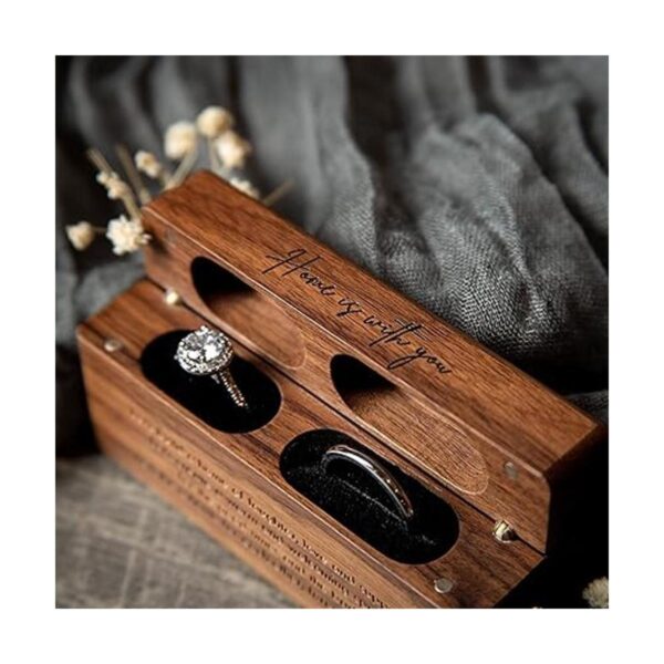 MUUJEE Home is With You Caja de doble anillo de madera_3
