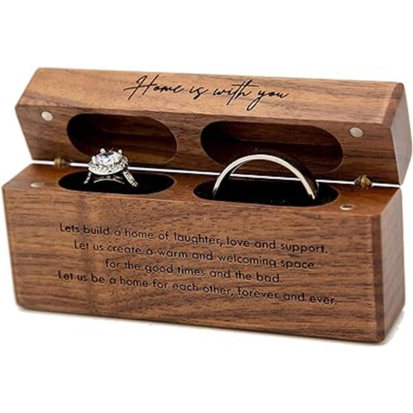 MUUJEE Home is With You Caja de doble anillo de madera_1