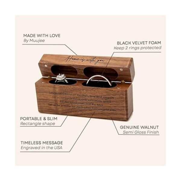 MUUJEE Home is With You Caja de doble anillo de madera_2