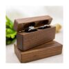 MUUJEE Caja de anillo de madera doble delgada soporte de_5