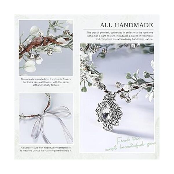 MOSTORY Corona de flores de eucalipto con joyas corona_6