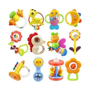 MOONTOY 12 juguetes de dentición de sonajero para bebés_1