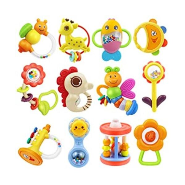 MOONTOY 12 juguetes de dentición de sonajero para bebés_1