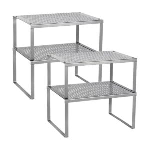 MOOACE Juego de 4 estantes apilables expandibles para