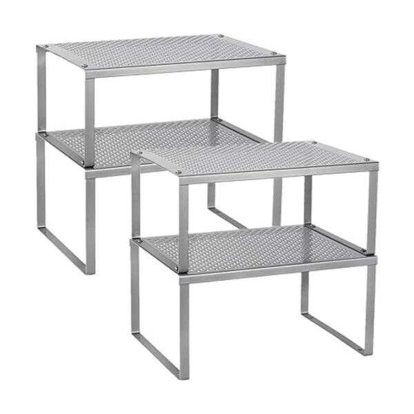 MOOACE Juego de 4 estantes apilables expandibles para