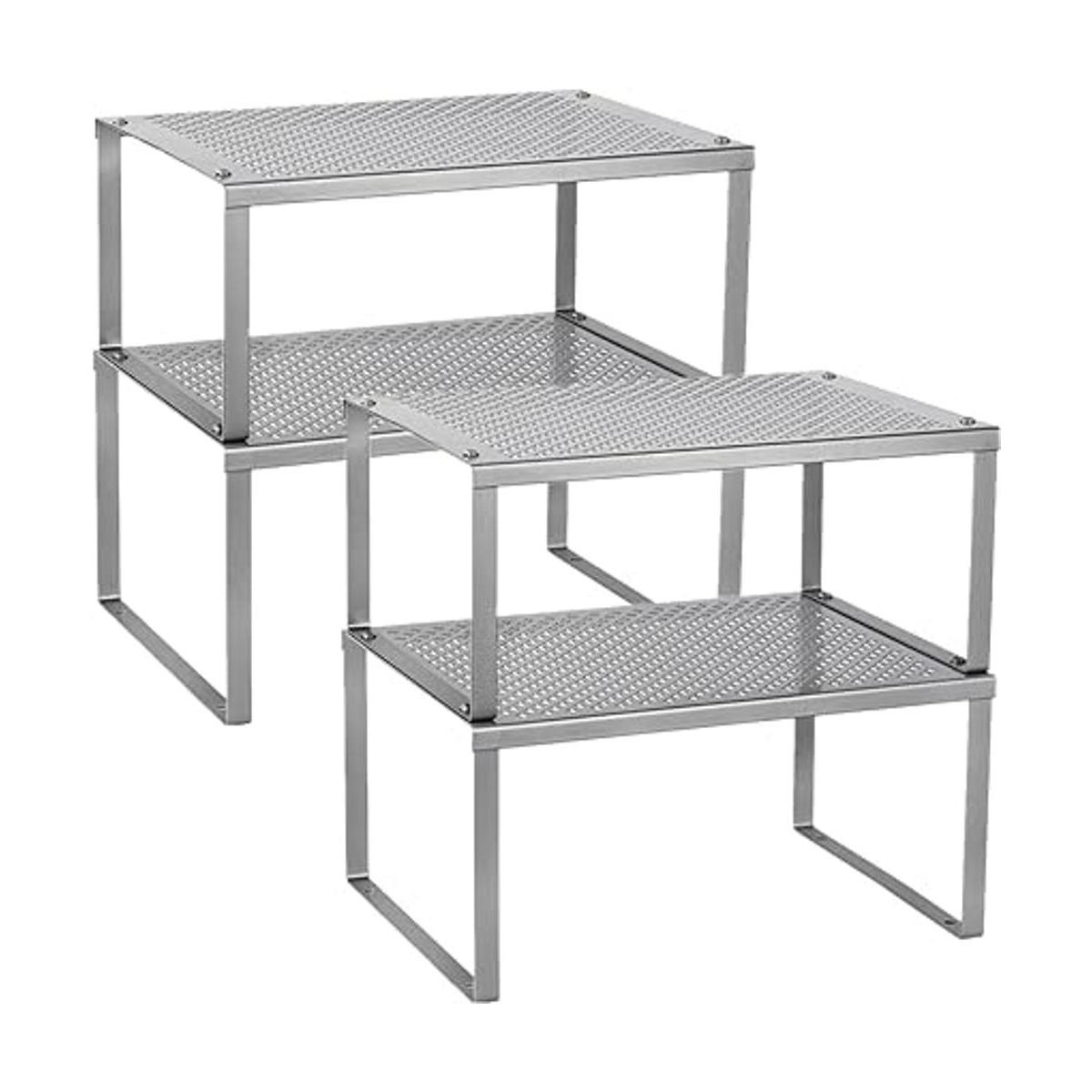 MOOACE Juego de 4 estantes apilables expandibles para