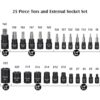 MIXPOWER Juego de 25 piezas de enchufe Torx y enchufe