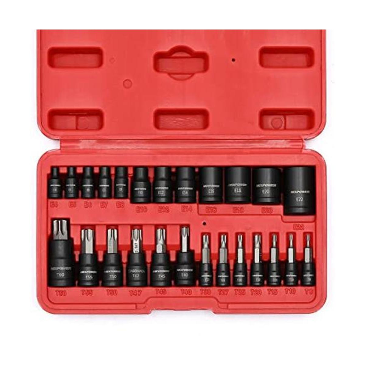 MIXPOWER Juego de 25 piezas de enchufe Torx y enchufe