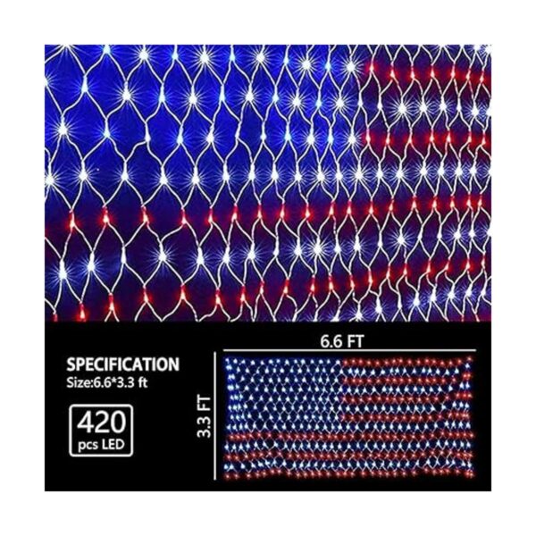 MINIAO 420 Luz de bandera americana color rojo blanco y