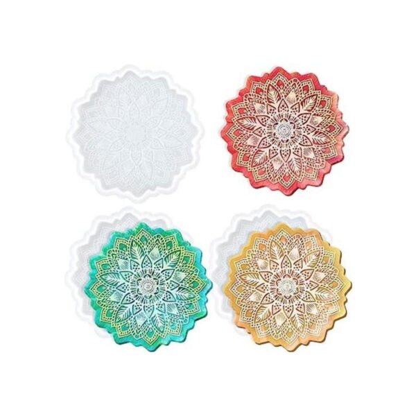 MIKIMIQI Mandala Flores Coaster Molde para resina 3_1