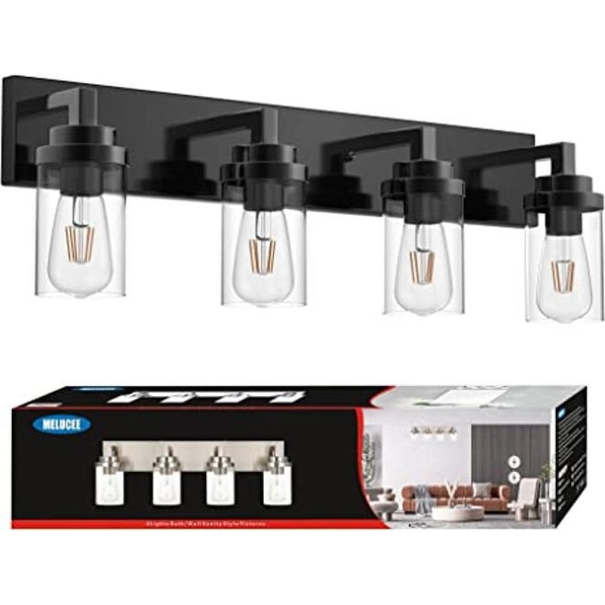MELUCEE Luces de tocador de 4 luces sobre espejo